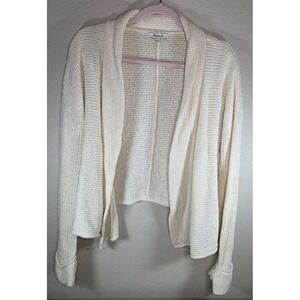 Madewell Open Knit Cropped Cardigan Cream Cotton Blend Size M G2989